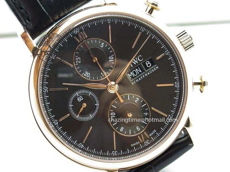 MIROTIME 0508 Portofino Chrono RG Black Dial on Black Leather Strap A HighPerformance 7389